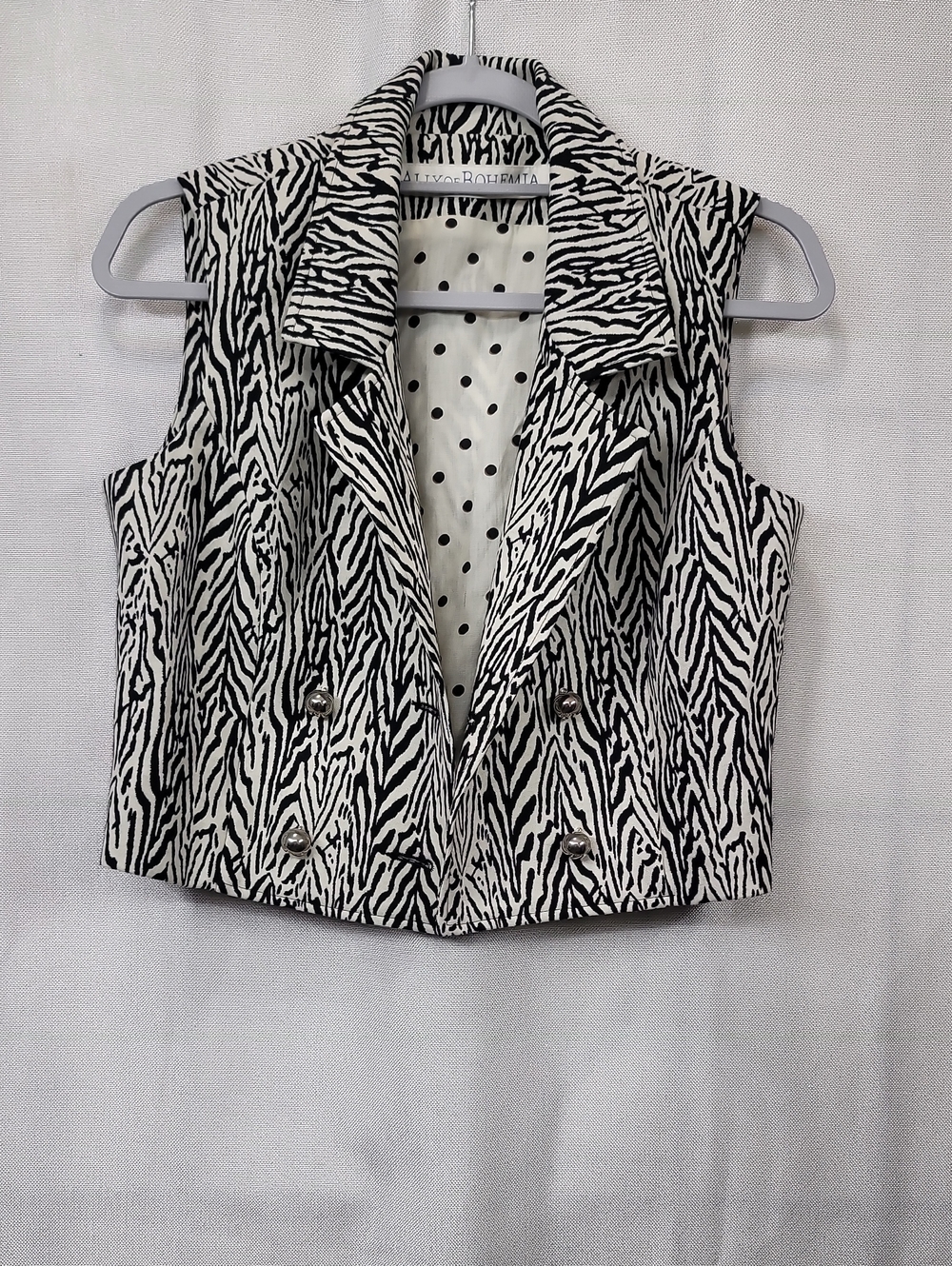 Alix Of Bohemia Black & White Zebra Print Sleeveless Vest